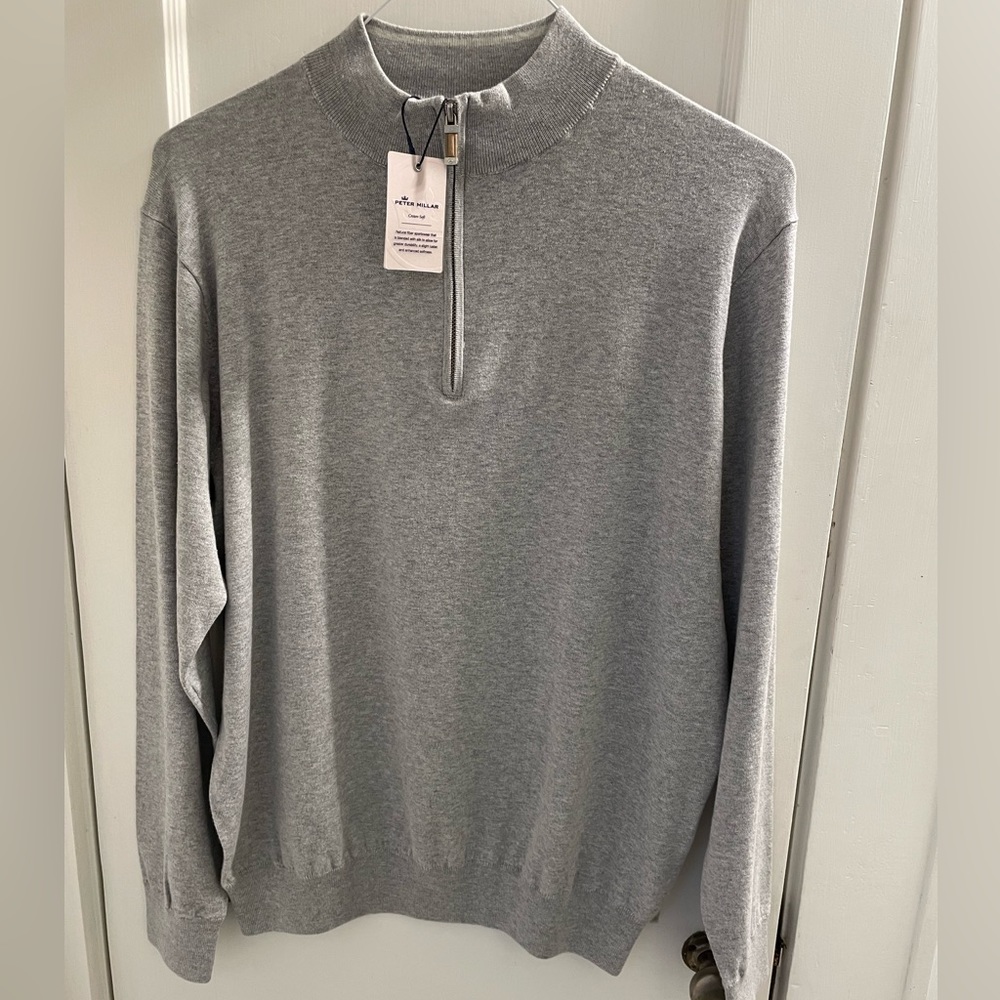 NWT Peter Millar Crown Soft 1/4 Zip Grey Silver Size Large